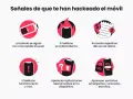 Señales de que te han hackeado el móvil: batería se agota rápido, sobrecalentamiento, uso de datos alto, lentitud, apps desconocidas y anuncios extraños.