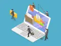 Ladrones intentan robar datos de una laptop, mostrando cómo saber si un correo es falso y evitar el phishing.
