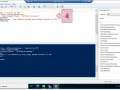 Script de PowerShell para crear un grupo de usuarios FTP. El número 4 señala la acción de ejecutar el script.