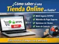 Laptop muestra cómo identificar una web fiable: HTTPS, pagos seguros, opiniones y datos de contacto. ¡Compra con confianza!