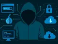 Figura de un hacker con un **security onion** en el centro, rodeado de iconos de búsqueda, candado, nubes y un monitor.