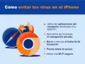 Iconos de navegadores (Safari, Chrome, Firefox) y consejos para evitar virus en iPhone.