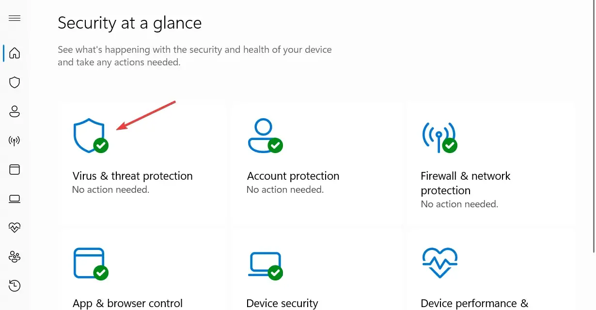 Protección contra virus y amenazas en Windows Security. El sistema indica que no hay acciones necesarias, evitando así cualquier win32 pup gen.