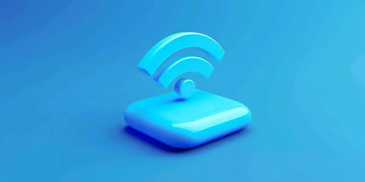 Icono de Wi-Fi azul brillante sobre fondo azul. Representa la conectividad, con una posible referencia a la compatibilidad 802.11b.