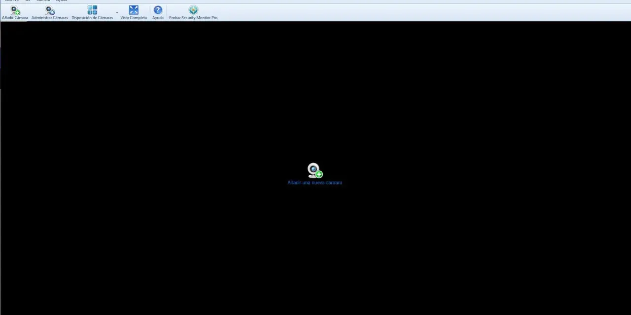 Interfaz de "IP Camera Viewer" lista para añadir una nueva cámara y ver cámara IP en PC.