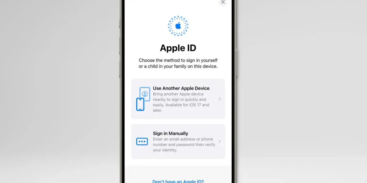 Pantalla de iPhone mostrando opciones para iniciar sesión en Apple ID. Si te preguntas como saber si mi iPhone está hackeado, revisa tu actividad de inicio de sesión.