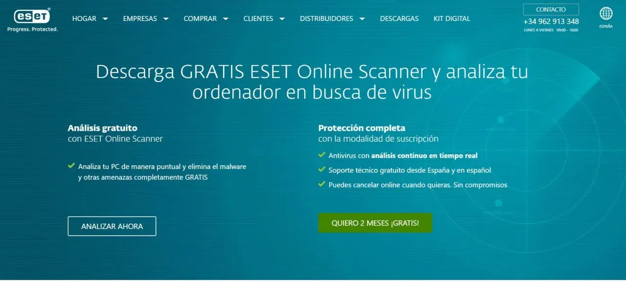 Descarga ESET Online Scanner para pasar antivirus online gratis sin descargar. Analiza tu PC y elimina amenazas.