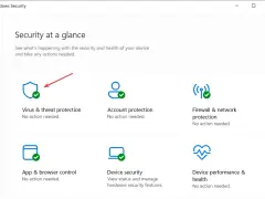 Protección contra virus y amenazas en Windows Security. El sistema indica que no hay acciones necesarias, evitando así cualquier win32 pup gen.