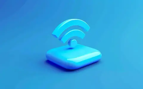 Icono de Wi-Fi azul brillante sobre fondo azul. Representa la conectividad, con una posible referencia a la compatibilidad 802.11b.