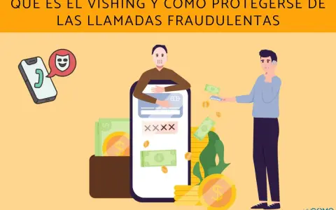 Ilustración sobre qué es el vishing, con un teléfono y un personaje que parece estafar. Dinero y tarjetas de crédito.
