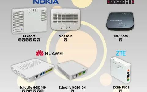 Varios modelos de ont router de marcas como Nokia, Huawei, ZTE y Movistar, cada uno con su nombre y diseño distintivo.
