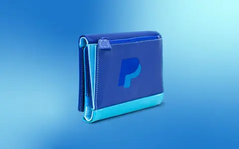 Cartera azul con el logo de PayPal. Transacciones seguras con PayPal.
