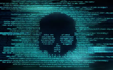 Código fuente con líneas de texto azul brillante, simulando un sistema de seguridad o un programa anti ransomware gratis.