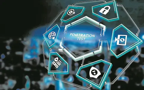 Diagrama de un curso pentesting con iconos de seguridad, candado y globo terráqueo.