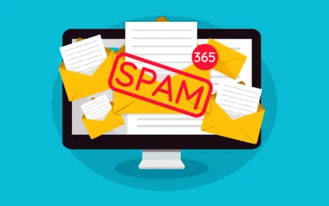 Sobrecarga de correos no deseados en la pantalla, el spam significado es claro: 365 mensajes no solicitados.