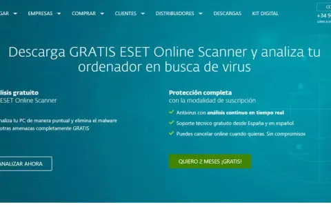 Descarga ESET Online Scanner para pasar antivirus online gratis sin descargar. Analiza tu PC y elimina amenazas.