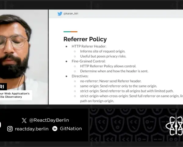 Karan Kiri explica la política de Referrer, detallando cómo mejorar la seguridad web usando Mozilla Observatory.