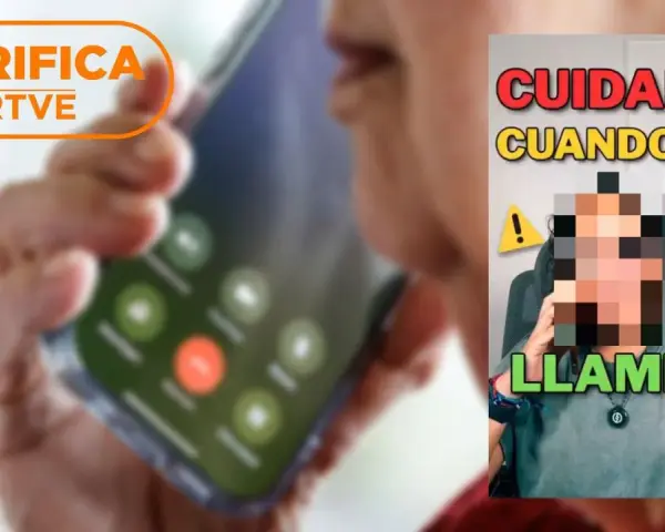 Aprende como saber si una llamada es fraudulenta con Verifica RTVE. Imagen muestra un teléfono y texto de advertencia.