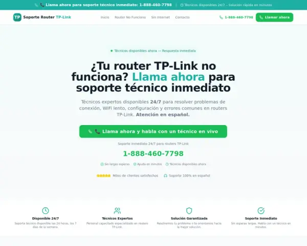 ¿Tu router TP-Link no se conecta a internet? Llama ahora para soporte técnico inmediato. Expertos disponibles 24/7.