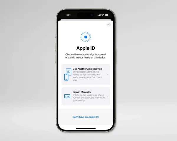 Pantalla de iPhone mostrando opciones para iniciar sesión en Apple ID. Si te preguntas como saber si mi iPhone está hackeado, revisa tu actividad de inicio de sesión.