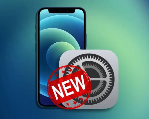 Un iPhone con el icono de Ajustes y un sello "NEW". Aprende a eliminar datos de tu iPhone.