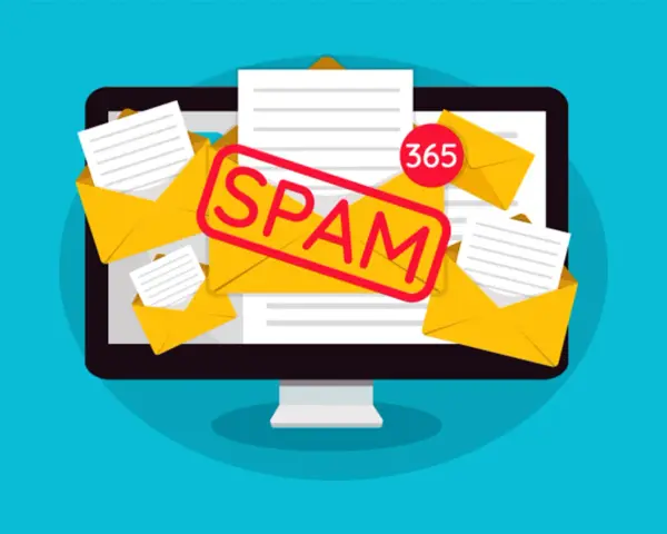 Sobrecarga de correos no deseados en la pantalla, el spam significado es claro: 365 mensajes no solicitados.