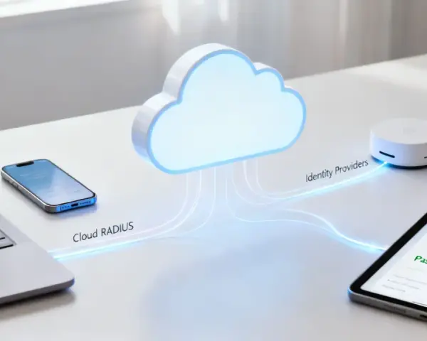Conexión de dispositivos a un servidor RADIUS en la nube para autenticación segura.
