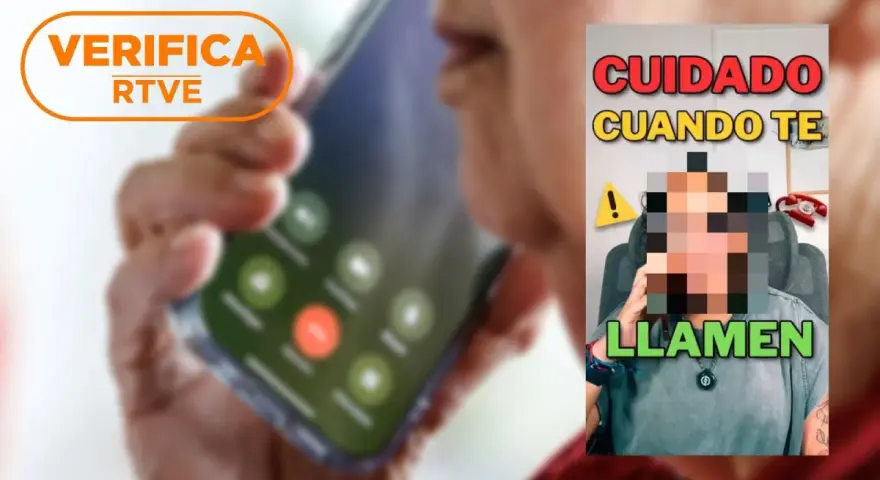 Aprende como saber si una llamada es fraudulenta con Verifica RTVE. Imagen muestra un teléfono y texto de advertencia.