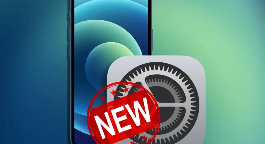 Un iPhone con el icono de Ajustes y un sello "NEW". Aprende a eliminar datos de tu iPhone.