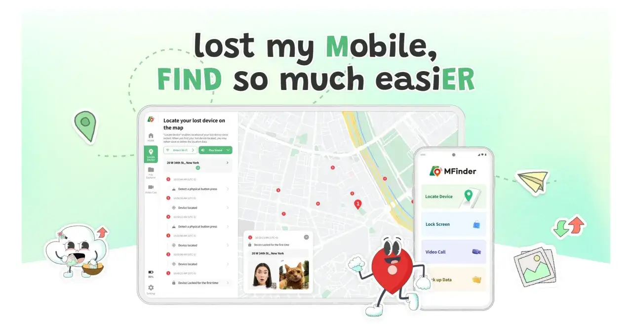 La aplicación Mfinder ayuda a localizar tu móvil apagado en un mapa, mostrando su última ubicación conocida.