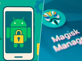 Icono de Android con candado y logo de Magisk, ilustrando el proceso de rootear Android para mayor control.